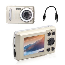 Mini Video Camera, 2.4 inch LCD Screen, Digital Camera with Superior Sensor, Portable 1600 W Full HD Compact Camera, 4X Digital Zoom, Fill Light(Golden)