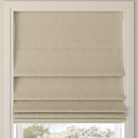Sun Zero Preble Textured Total Blackout Cordless Roman Shade, 27" x 64", Beige