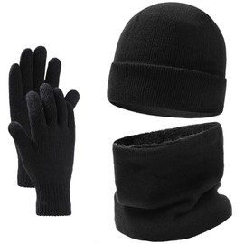 HAKUKU Gorra para Frio para Hombre Mujer,Gorros Invierno de Lana de Fino Tejido,Beanie Térmicos Transpirable y Ligero (3P Negro)