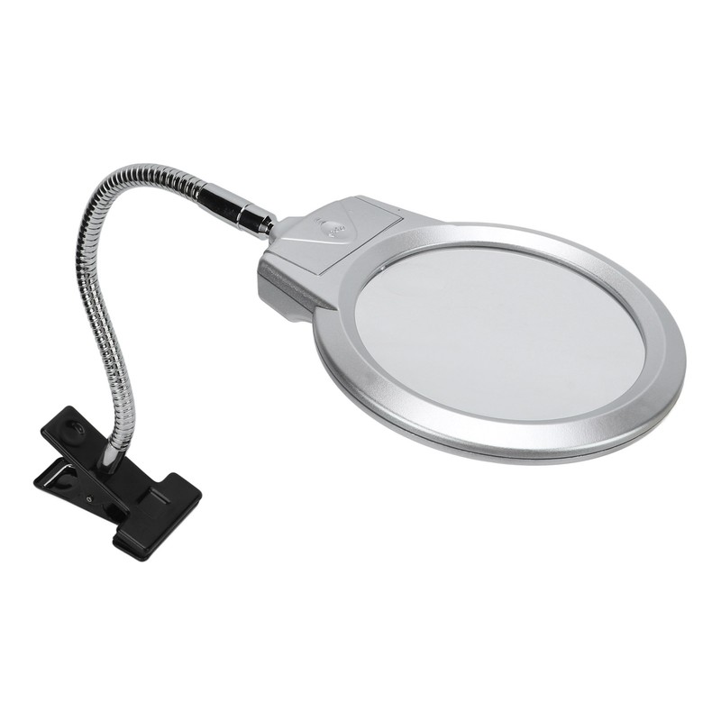 LED Illuminating Magnifier with Clamp Optical Lens Adjustment Hose Magnifying