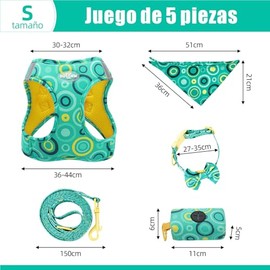 Arnés para Perro, Arnés para Perro Chico Mediano con Correa,con Correa, arnés, Collar, Babero y Bolsa para excrementos de Perro.para Caminar Viajar Entrenar, Conjunto de Accesorios para Perros (S)