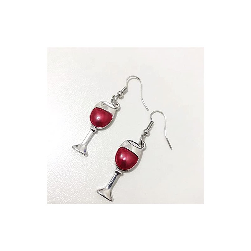 Dainty Red Wine Glass Dangle Earrings Tall cup Red Wine