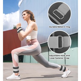 Ankle Weights, Wrist Leg Arm Weights for Women Men with Adjustable Straps, Strength Training Weighted for Running, Walking, Fitness, Gym - 2LB Pair (1 LB Each Weight), Grey1