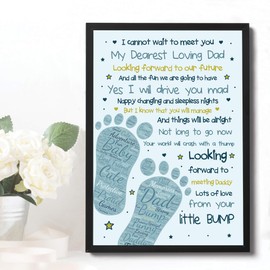 RED OCEAN Daddy To Be Gifts From The Bump Baby Poem Gifts For Dad Him Keepsake (A4 Print with Black Frame - Meet Dearest Loving Dad)