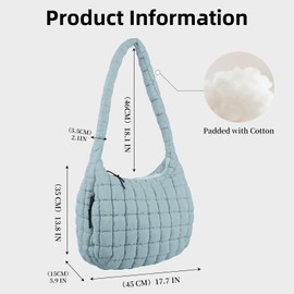 Large Quilted Tote Bag Crossbody Puffer Tote Bags for Women Quilted Hobo Bags Carryall Shoulder Bubble Bag Blue