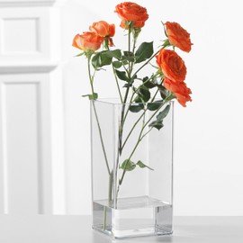 Rospynn Acrylic Cylinder Vase, Thick Vase, Non-Breakable Plastic, Decorative Centerpiece for Home or Wedding, 3.94"x7.87" Square - Clear