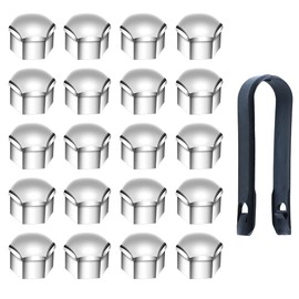 Selyse Pack of 20 Caps Wheel Bolts 17 mm Plastic Groove Universal Wheel Nuts Caps with Removal Hooks (Silver)