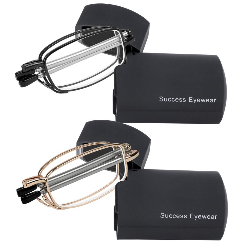 Success Eyewear Reading Glasses 2 Pair Readers Compact Folding Unisex