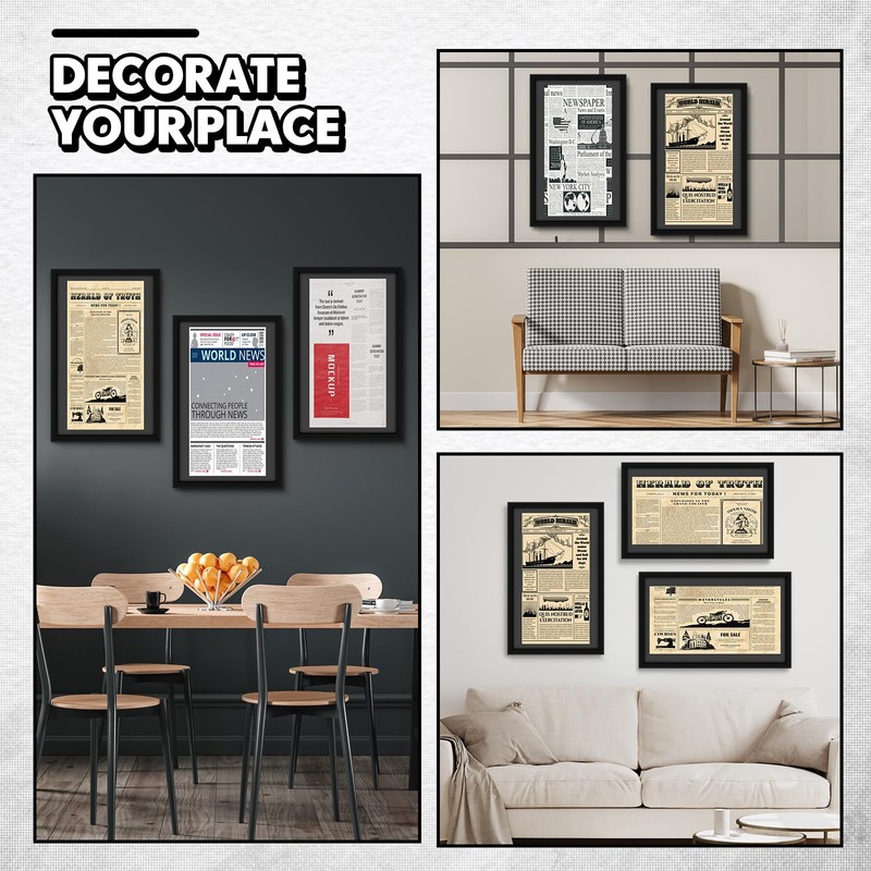 DoubleFill 3 Pcs 11x22 in Newspaper Frame with Mat Assorted