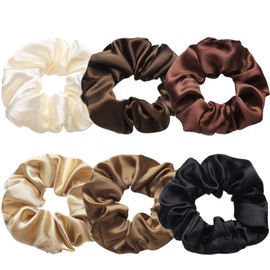 6Pcs Silk Satin Hair Scrunchies for Women & Girls, Soft Elastic No Damage Hair Ties, Colorful Ponytail Holders for Teens and Ladies,Hair Accessories