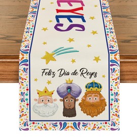 Artoid Mode Star Feliz Dia de Reyes Epifanía Camino de mesa de día, decoración de mesa de comedor de cocina de temporada para interiores y fiestas en casa, 13 x 60 pulgadas