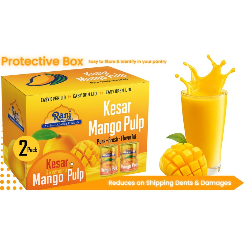 Rani Mango Pulp Puree (Makes Mango Lassi Shakes) Kesar Sweetened