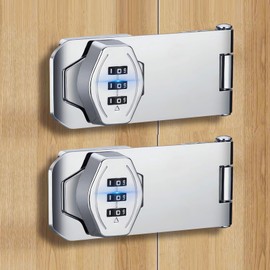 Cabinet Door Locks - Keyless Combination Lock with Code for Double Swinging Sliding Bifold Door Lock - Security Slide Latch Locks for Closet Cupboard Pantry Desk Drawer Outdoor Garage Gate Barn Shed