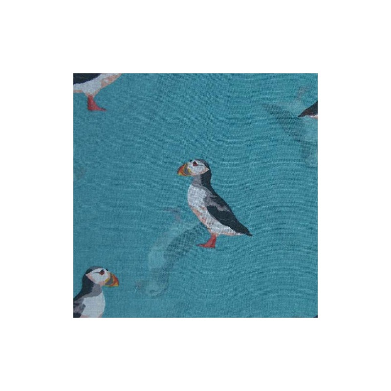 LilyRosa® Puffin Scarf Silver Grey Blue Green Turquoise Scarfs Wrap