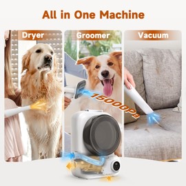 Pet Grooming Vacuum & Dog Dryer with 5 Dog Grooming Kit for Shedding Grooming, 3L Large Capacity, 15000Pa Dog Grooming Vacuum Cleaner for Home Pet Hair