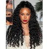 KLAIYI Water Wave HD Real Scalp Glueless Precut 13x4 Lace Front Human Hair Wig Drawstring Bye Bye Knots Pre Plucked Bleached Pre Everything 30S Ready to Wear and Go Deep Curly Wave Beginner Wig 16Inch