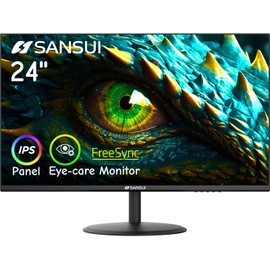 SANSUI Computer Monitor 24 inch IPS Eye Care 1080P Display HDMI,VGA Ports with 178° Viewing Angle/Frame-Less/Tilt/VESA Compatible for Office and Home