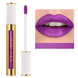 MAKI YIKA MAKI YIKA Purple Lipstick for Women Metallic Lipsticks Glitter Long Lasting Lipstick No Smudge No Transfer Liquid Lip Gloss (BR18 Amethyst)