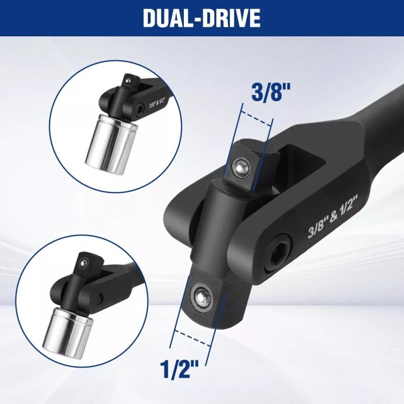 WORKPRO 16-inch Dual Heavy Duty Drive Breaker Bar With 360°