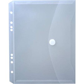 Document Wallets 40956-04 Document Folders Transparent A5 Landscape Transparent Natural with Euro Perforation, Filing Edge, Flap and Velcro Fastening Pack of 10