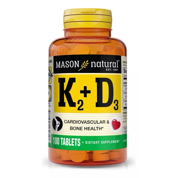 Mason Vitamina K2 + D3 Premium 100mcg 100 Tabletas Eg T19 Sabor Nd