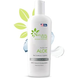 Natural Tone Organic Skincare Rosehip Aloe Lotion Acondicionador e hidratador para la piel, 8 onzas