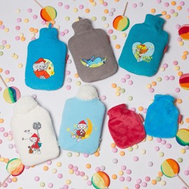 Hugo Frosch Children's Eco Hot Water Bottle 0.8 L with Cord Cover "Donkey" in Warm Grey