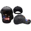 USA Flag Patriotic Eagle Shadow Adjustable Embroidered Black Acrylic Cap