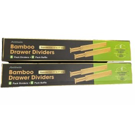 ANTOWIN 8 ANTOWIN Bamboo Drawer Divider Organizer 13”-17” Adjustable Separators Splitter