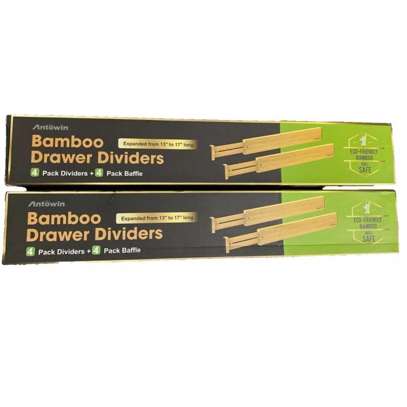 ANTOWIN 8 ANTOWIN Bamboo Drawer Divider Organizer 13”-17” Adjustable Separators
