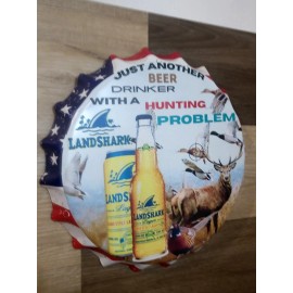 ekp Funny Hunting Problem Landshark Beer  Metal Sign Man Cave Bar  Decor Cap Sign