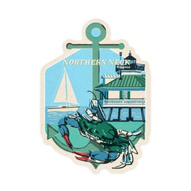 Die Cut Sticker Northern Neck, Virigina, Woodblock, Contour Vinyl Sticker 3 to 6 inches, (Waterproof Decal for Cars, Water Bottles, Laptops, Coolers), Large