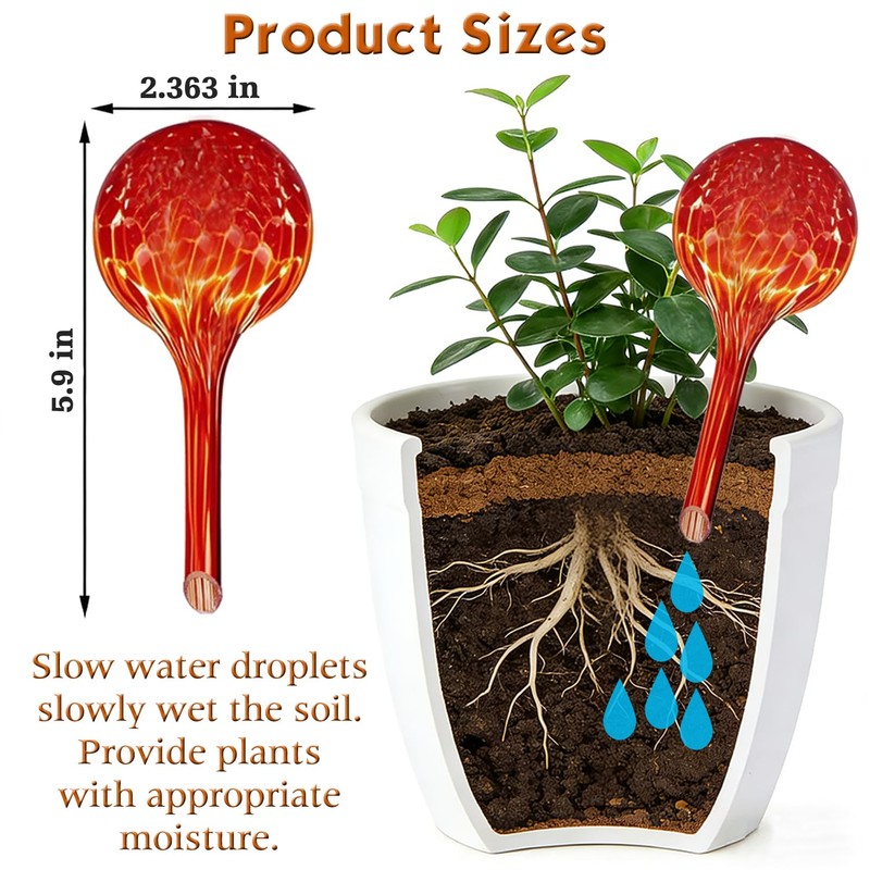 Plant Self Watering Globes, Colorful Glass Plant Watering Device Outdoor