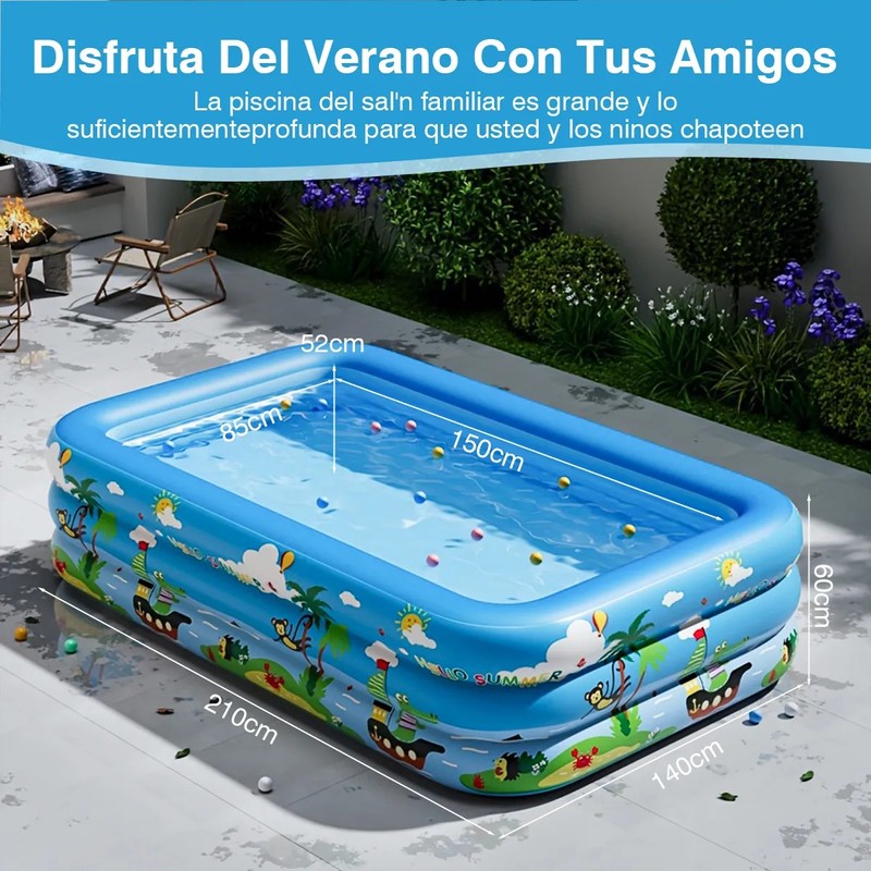 Piscinas Hinchables Grandes Rectangulares Alberca 210 X 140