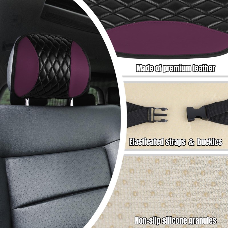 Hovom 2PCS Car Headrest Cover, Soft Breathable Leather Cars Front