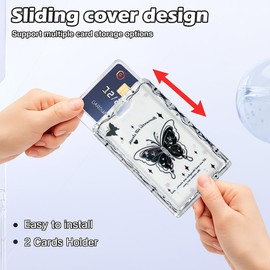 DIFLAX KPOP Photo Card Holder, Clear Black Butterfly Acrylic Card Sleeves, Picture Frame, Top Loader for Cards, Photo Card Holder Keychain, Cute Design