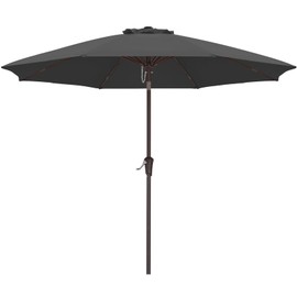 ABCCANOPY 11FT Patio Umbrella, Outdoor Waterproof Table Umbrella with Push Button Tilt and Crank, 8 Ribs UV Protection Pool Umbrella for Garden, Lawn, Deck & Backyard (Dark Gray)