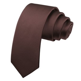 Alizeal Men's Solid Color Casual Formal Wedding Party Business Skinny Neckties, Brown