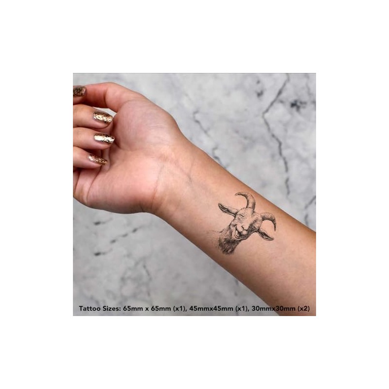 Azeeda 4 x 'Lachende Ziege' Temporäre Tattoos - Wasserfest, Hautfreundlich