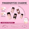 Noerrors Mittellange falsche Nägel, 34 Stück Goth Black French Tip