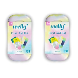 Welly Quick Fix Colorwash, On The Go First Aid Kit, Assorted Bandages, Ointments, and Hand Sanitizer, Tie Dye Patterns, 2 Pack