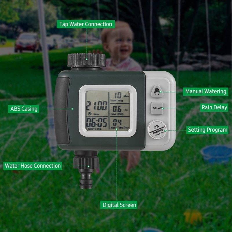 Geevorks Water Timer Programmable Sprinkler Timer, Automatic Irrigation watering System