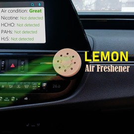 Earffloz 2 Sets Fresh Lemon Car Scent 45 Days’ Long Last Non-toxic Natural Fragrance, Odor Fighting Air Freshener, Auto Vent Clip Wood Diffuser Refillable with Essential Oils (2xDiffuser + 15ml Oil)