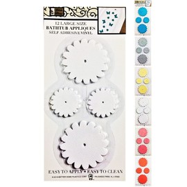 Better Home 12 Sun Flower Shape Bathtub/Shower Appliques Safety Non Slip Treads, Latest Decoration Colors (White)