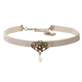 Alpenflüstern DHK225 Women’s Narrow, Velvet, Traditional Heart Choker in Traditional Colours, Base Metal