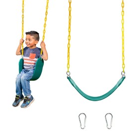 Squirrel Products Heavy Duty Strap Swing Seat - Playground Swing Seat Replacement and Carabiners for Easy Install - Green