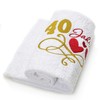 Abc Casa 40th Birthday Gift Towel with Embroidered Hearts and