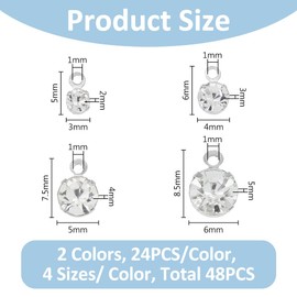 SUPERFINDINGS 192Pcs 8 Styles Birthstone Charm Brass Micro Pave Cubic Zirconia Charms Round Beads Pendants Platinum and Golden Flat Round Crystal Pendants for Jewelry Making, Hole:1mm