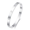 Kenizum Love Bangle Bracelet for Women, Stainless Steel Silver Cross