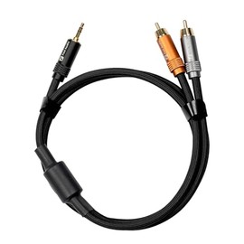 Fosi Audio Cable de 3.5 mm a RCA de 3.9 pies, doble núcleo con doble blindaje, conectores chapados en oro, PVC duradero y nailon trenzado, compatible 